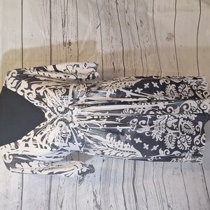 #1125 One World Beaded Silky Floral Print Mini Dress/ Tunic  sz M